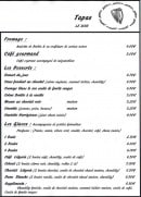 Menu Pub Mulligan - Fromages, café gourmand...