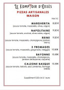 Menu Le Komptoir d'Ossès - Les pizzas