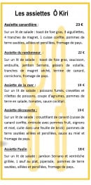 Menu Les Ô Kiri - Les assiettes