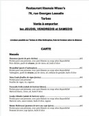Menu Wisso's - La carte