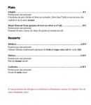Menu Wisso's - Les plats et desserts
