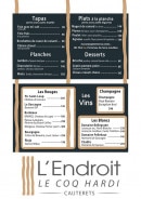 Menu coq hardi - La carte
