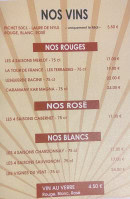 Menu Bar tapas Restaurant au garage - Les vins