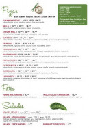 Menu Bella Pizza - Les pizzas, pates et salades