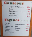 Menu Couscous D'Ali - Exemple de menu