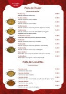 Menu New delhi - Les poulet et crevettes