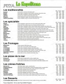 Menu Pizza la Napolitana - les pizzas