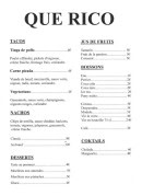 Menu Que Rico - Les tacos, desserts et boissons, ...