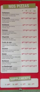 Carte et menu de Amélie Pizza chez Seb et Marie à Amelie les Bains Palalda — Les pizzas suite 2 et supplément