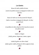 Menu La Table de La Frégate - Les entrees Page 1