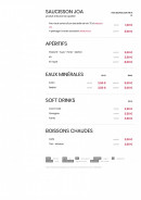 Menu Le Comptoir JOA - Les apéritifs, eaux minérales, ...