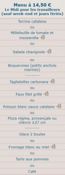 Menu Les Caves Mouragues - Menu à 14,50 €