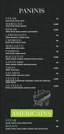 Carte et menu de L’atelier de Julien à Saint Feliu d'Avall — Les paninis et américains