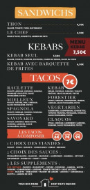 Carte et menu de L’atelier de Julien à Saint Feliu d'Avall — Les sandwichs et tacos