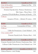 Menu Lassus - Vins blancs et rosés 