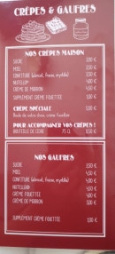 Menu Le Central - Les crêpes et gaufres