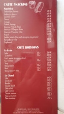 Menu Le Central - Les snacks et boissons
