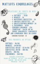 Carte et menu de Mat'lots Coquillages à Saint Esteve — Les plateaux de fruits de mer et produits au détails