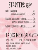 Menu California Street Food - Les starters et tacos mexicains