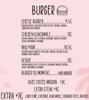 Menu California Street Food - Les burgers