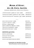 Menu La Voie Lactee - Menus
