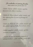 Menu Olett'Market - Les salades et entrées froides