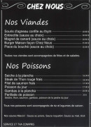 Menu Chez Nous - Les viandes et poissons