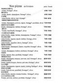 Carte et menu de Pizzeria de la place castellane à Port Vendres — Les pizzas
