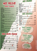 Menu Ames Soeurs pizzas - La carte