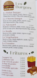 Menu Le Fab - Les burgers et fritures