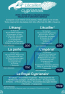 Carte et menu de L'écailler Cypriannais à Saint Cyprien — Etang, écailler et perle,...