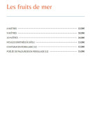 Carte et menu de La Tonnelle à Saint Cyprien — Les fruits de mer