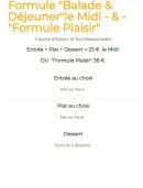 Menu La Mirabelle - Formule balade et dejeuner
