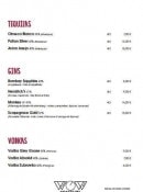 Menu Brasserie Wow - Tequilas, gin et vodka