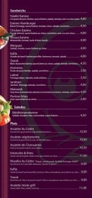 Menu Eatime - Les sandwiches, salades et plats