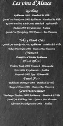 Menu Finkstuebel - Les vins d' alsace
