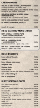 Carte et menu de Il Forno à Strasbourg — Les viandes, desserts et boissons softs, ...
