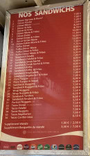 Menu La Corne D’or - Les sandwiches