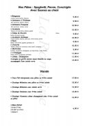 Carte et menu de Trattoria La Romaine à Niederbronn les Bains — Les pâtes et viandes