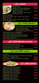 Menu Pizza O'délices - Les salades, tartes et pates