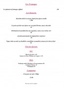Carte et menu de Auberge Le Biblenhof à Soultz les Bains — Les fromages, desserts et vins