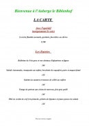 Carte et menu de Auberge Le Biblenhof à Soultz les Bains — Les apéritifs et entrées