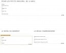 Carte et menu de Auberge de la charbonnière à Bellefosse — Les menus