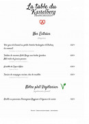 Menu La Table du Kastelberg - les entrées et plats végétariens