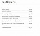 Menu La Petite Auberge - Desserts