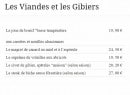Menu La Petite Auberge - Viandes et gibiers