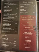Carte et menu de Les Philosophes à Nordhouse — Pates, lasagnes...