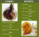 Menu Restaurant aux deux clefs - les viandes et desserts