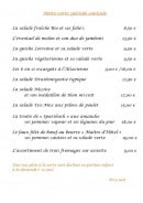 Menu Au Lion d'Or - La carte spéciale canicule