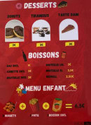 Menu Chicken Food - Les desserts, boissons, ..